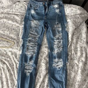 American Eagle Outfitters Ripped Blue Skinny Jeans